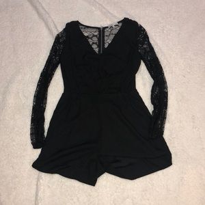 Open Back Lace Sleeves Romper